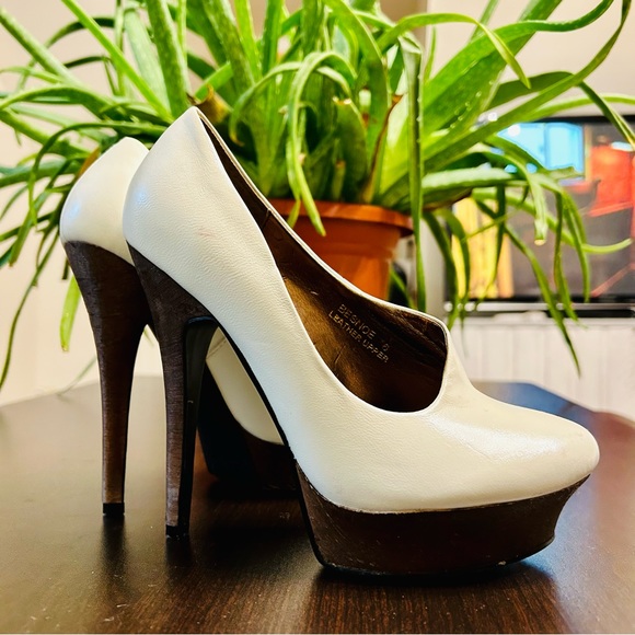 N.Y.L.A. Bone Curved Platform Heels | Size 6 | Besnoe Pump - Picture 1 of 14
